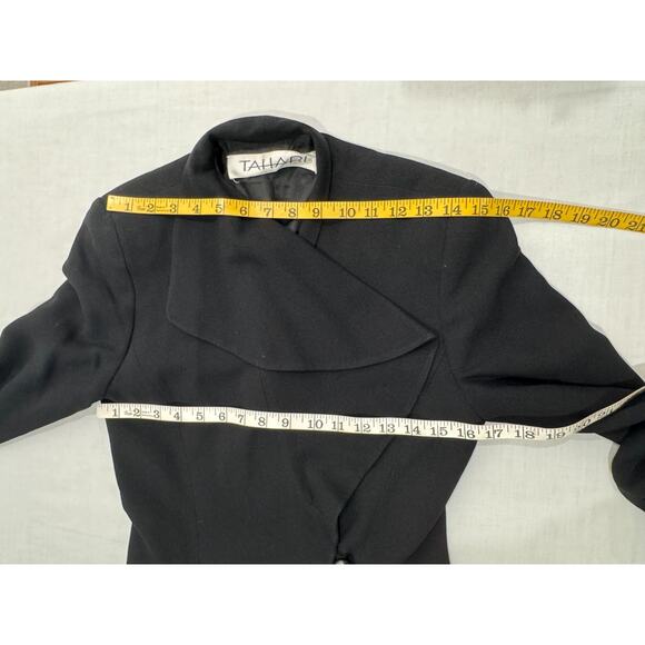 Vintage Black Tahari Coat Dress Side Snap Wrap Size 4 Rayon Career 90s Y2K - Picture 8 of 12